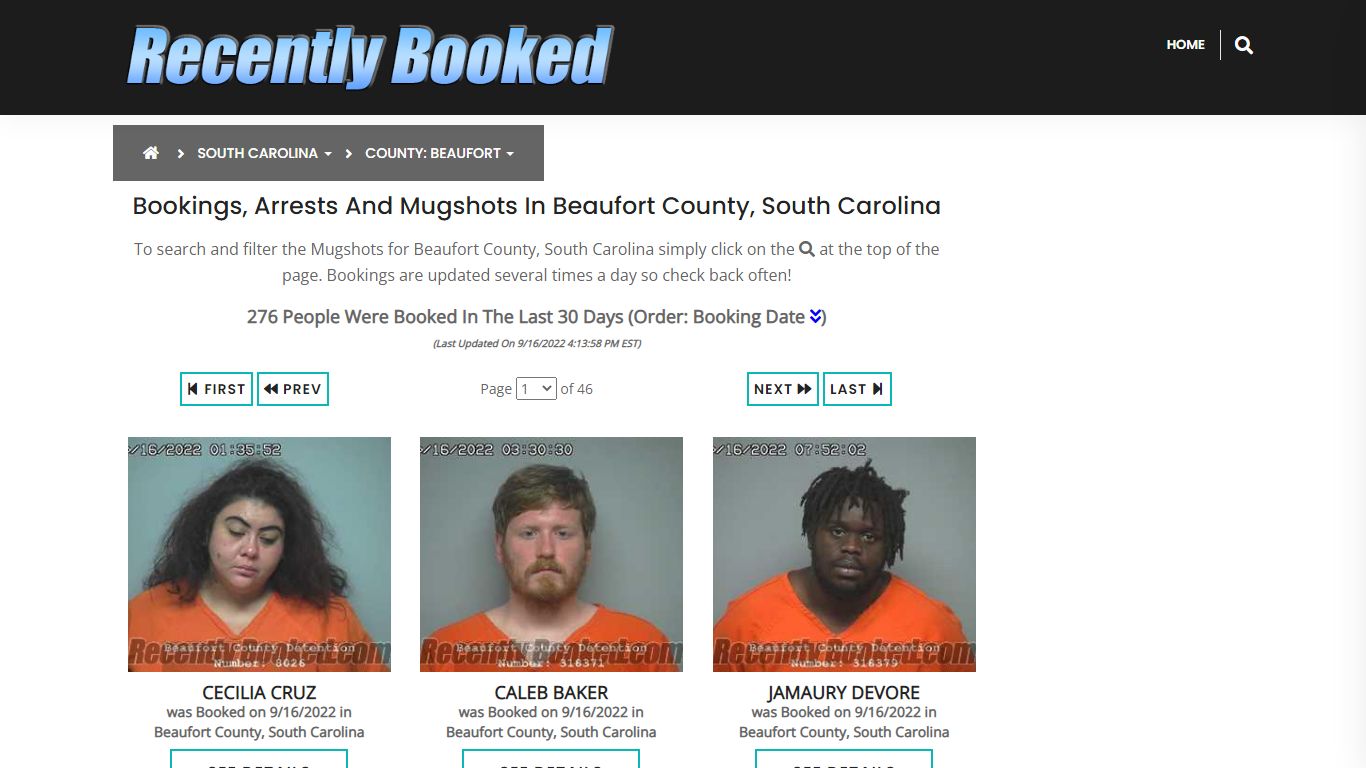 Bookings, Arrests and Mugshots in Beaufort County, South Carolina